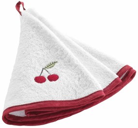 Czerwono-biały bawełniany ręcznik frotte 60 cm Cerisette – douceur d'intérieur
