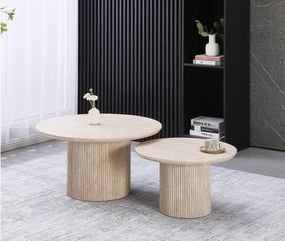 Zestaw 2 stolików kawowych – Efekt beżowego trawertynu – ESME