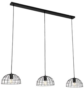 Industrialna lampa wisząca czarna 3-światłowa - HanzePrzemysłowy Oswietlenie wewnetrzne