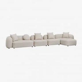 Modułowa Sofa Z Szezlongiem Prawym, 4-częściowa, Z Tkaniny Coco Chenille Gruba Tkanina Szenilowa Biała - Sklum
