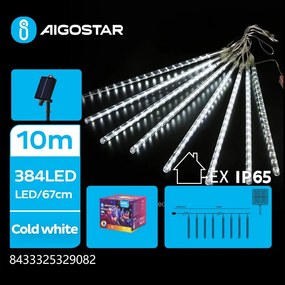 Aigostar - Solarny łańcuch LED 384xLED/13 m IP65, zimna barwa światła