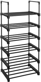 Metalowy czarny na buty stojak z 6 półkami F6-G27
