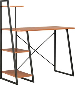Loftowe biurko z regałem ciemny brąz R3-L71
