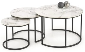 Zestaw 3x stolików kawowych COMORO biały/czarny