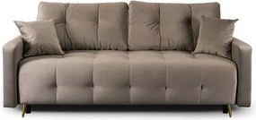 Sofa z Funkcją Spania SEUL Rozkładana Dwuosobowa Welurowa Beżowa Glamour