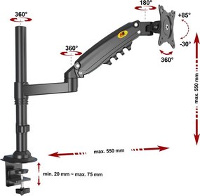 Uchwyt biurkowy na monitor HS-80B, z regulacją wysokości