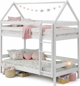 Białe piętrowe łóżko domek do dziecięcej sypialni T0-B40