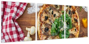 Obraz pizzy (z zegarem) (90x30 cm)