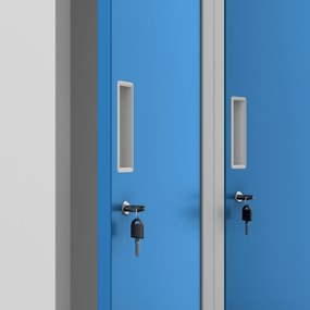 Szafka pracownicza metalowa czterokomorowa niebieska