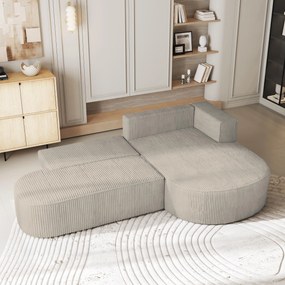Masseno Narożnik CORTIO z funkcją spania i pojemnikiem na pościel Narozniki L, Rozkładana sofa - Kremowy, POSO 100