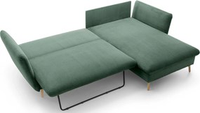 Zielony narożnik sztruksowy z funkcją spania Z0-E44