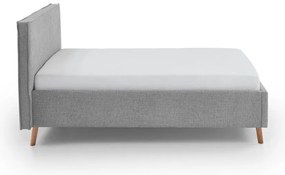 Jasnoszare tapicerowane łóżko dwuosobowe ze schowkiem i stelażem 140x200 cm Riva – Meise Möbel
