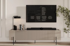 Szafka RTV Malmi 200 cm - kaszmir / crema bianca / czarne nóżki