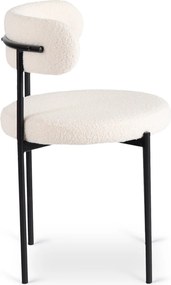 Krzesło Tapicerowane do Salonu TULSA Kremowe Boucle Nowoczesne