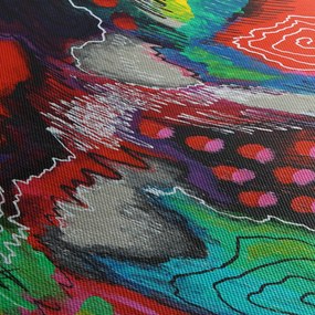 Abstrakcyjny obraz - kolory (z zegarem) (90x30 cm)