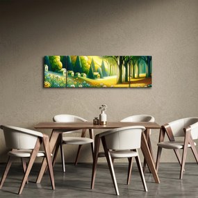 Obraz - Wieś w żółto-zielonym (170x50 cm)