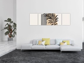 Obraz - Abstrakcja z tropikalnymi liśćmi N⁰3 (170x50 cm)