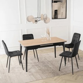 Stół Rozkładany Prostokątny SAMER 138-178 cm Ceramiczny Dąb/Czarny Nowoczesny