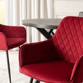Krzesło Tapicerowane do Jadalni BRESSO Bordowe Welurowe Nowoczesne Loft