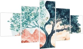 Obraz – Akwarelowe drzewo pełne życia (125x70 cm)