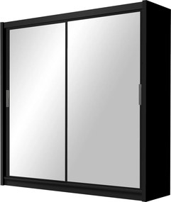 Szafa Przesuwna NAMI 203 cm z Lustrem Szafa Dwudrzwiowa Czarna