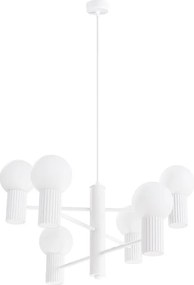 Żyrandol Nowoczesny Halo, Aluminium - 6 Źródło - L.64 X H.230 Cm - Biały