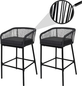 Stołek barowy MCW-O22 (zestaw 2 szt.),  antracyt, poduszka ciemnoszara