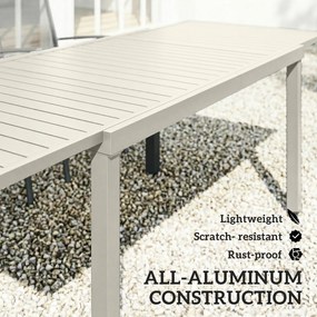 Outsunny Stół Ogrodowy Rozkładany 150/225 x 85 cm Aluminiowy Stół Jadalniany dla 6-8 Osób, Prostokątny z Listwami | Aosom PL