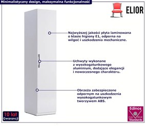 Biała jednodrzwiowa szafa uchylna z drążkiem Nanga