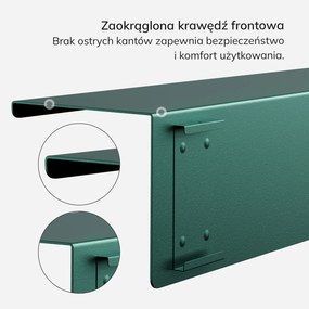 Metalowa półka ścienna Modern Joanne 40 cm, kolor butelkowa zieleń