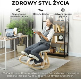 HOMCOM Ergonomiczne krzesło klęczące, krzesło zdrowotne do domu, biura, medytacji kremowy | Aosom PL