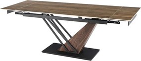 Stół Rozkładany Prostokątny REX 160-220 cm Ceramiczny Ciemny Brąz/Czarny do Jadalni Nowoczesny Loft