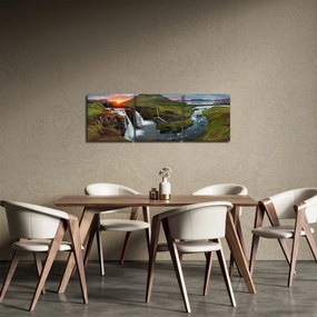 Obraz - Kirkjufell o zachodzie słońca (z zegarem) (90x30 cm)