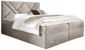 Kremowe welurowe łóżko kontynentalne 5 rozmiarów - Velvaro