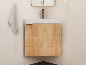 Szafka narożna wisząca pod umywalkę naturalny jasny - 56 cm - MANODO