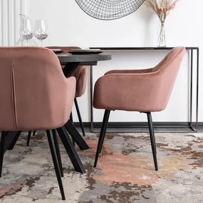 Krzesło Tapicerowane do Salonu VIKI Różowe Welurowe Nowoczesne Loft