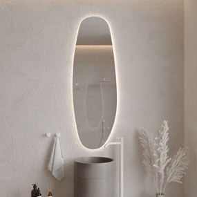 Lustro owalne z podświetleniem bezramowe 55 x 150 cm DELIS LED | Różne kolory szkła : Kolor - Srebro