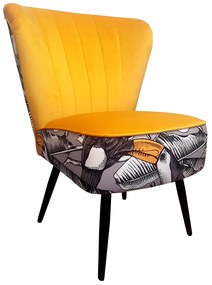 Fotel PRL tkanina Welur nogi metalowe