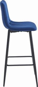 Niebieskie krzesło barowe POZZA VELVET z czarnymi nogami