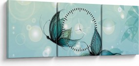 Obraz - Niebieskie motyle (z zegarem) (90x30 cm)