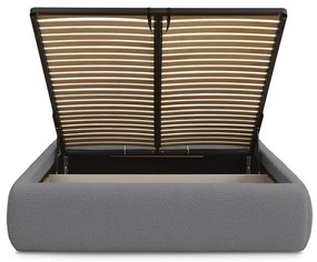 Ciemnoszare tapicerowane łóżko dwuosobowe ze schowkiem/bez zagłówka ze stelażem 180x200 cm Inera – Bobochic Paris