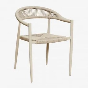 Krzesło Ogrodowe Sztaplowane Z Podłokietnikami Z Aluminium I Syntetycznego Rattanu Amatria Kremowa Tapioca - Sklum
