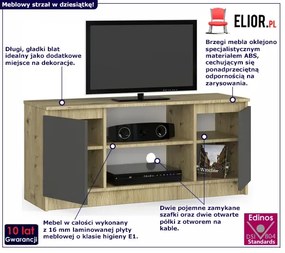 Nowoczesna szafka RTV dąb artisan - grafit / szary Losera 4X