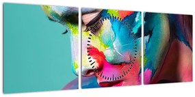 Obraz - Body art (z zegarem) (90x30 cm)
