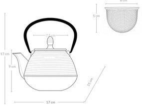 Czajnik żeliwny z zaparzaczem YUKI, 1000 ml