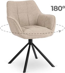 Krzesło Tapicerowane Obrotowe PEONY Beżowe Nowoczesne Loft