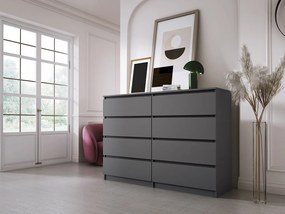 Komoda z 8 szufladami, antracyt, 138 x 101 x 39 cm