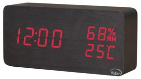 Zegar budzik elektroniczny led drewniany stojący - data termometr higrometr