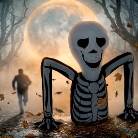 Outsunny Nadmuchiwany szkielet na Halloween wychodzący z ziemi, z lampkami LED, straszna dekoracja do wnętrz i na zewnątrz | Aosom PL