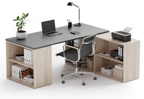 Biurko z przestrzenią do przechowywania BLOCK B01, dąb naturalny/grafit